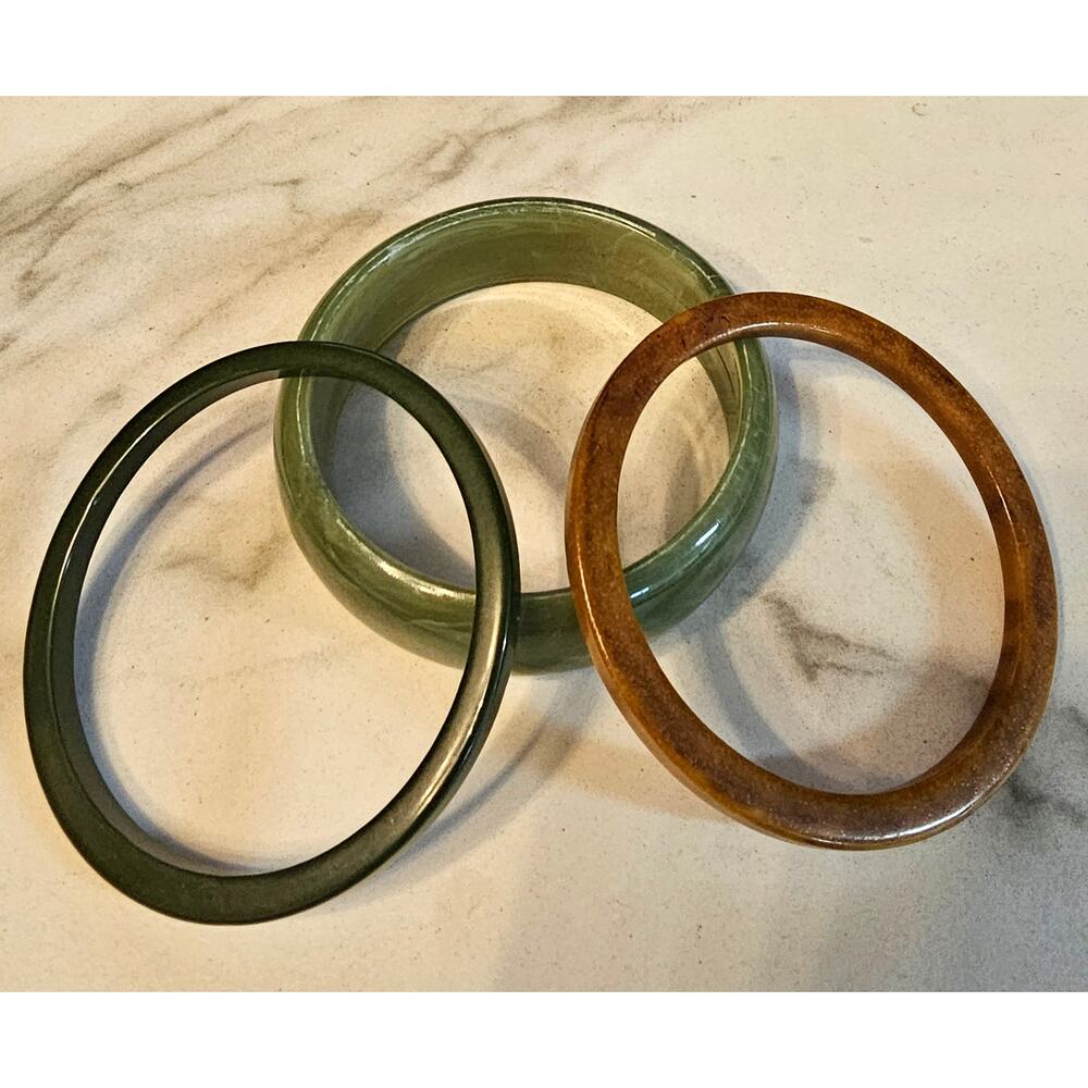 Vintage Bakelite? Bangle Bracelets 3" Wide Set of 3